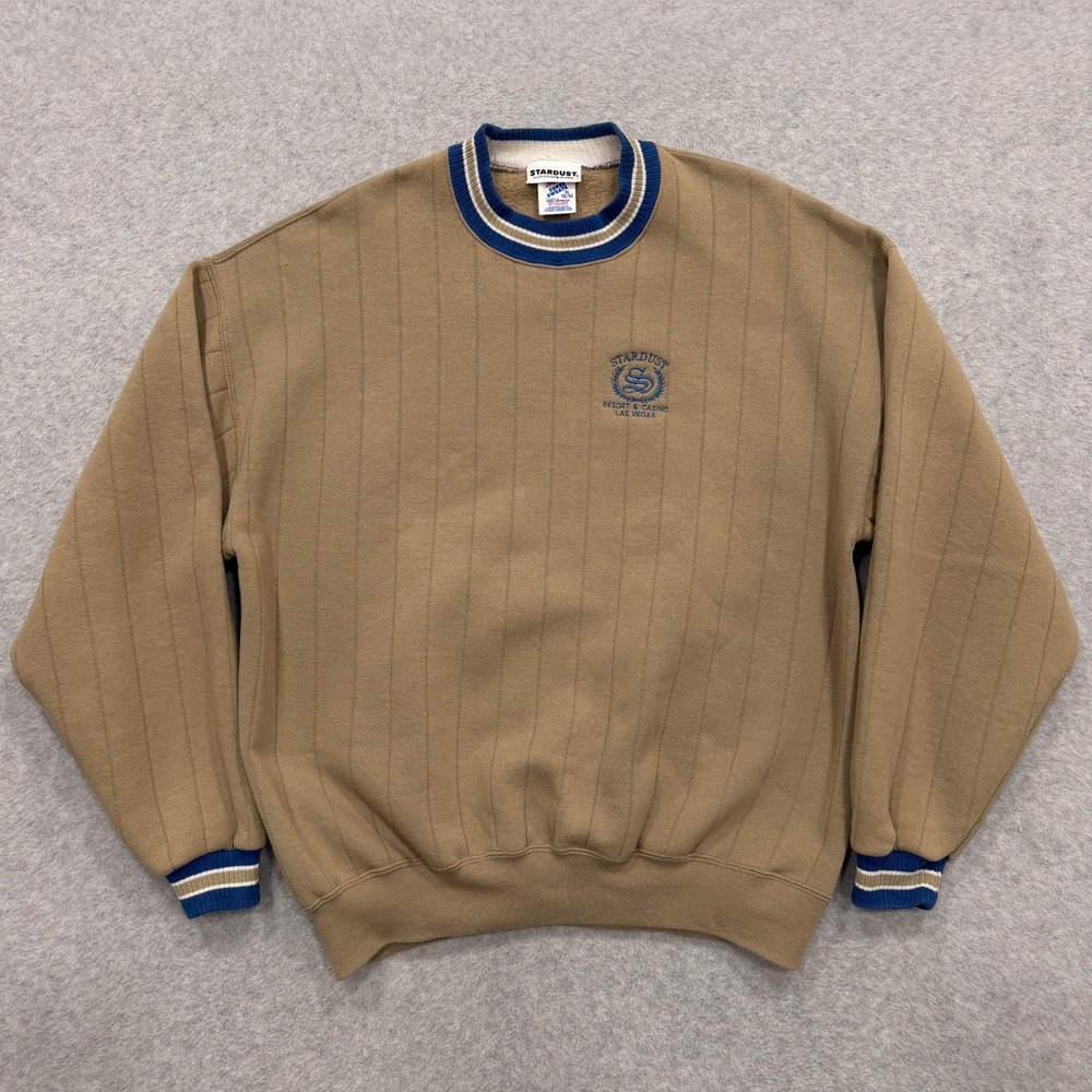 Vintage 90s Jerzees Sweater Mens XL Tan Stardust Resort & Casino Las Vegas